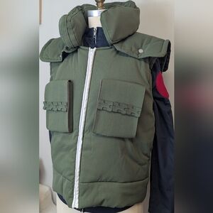 Green Puffer Vest with Pockets